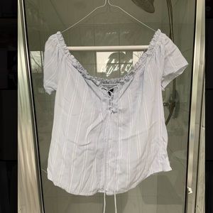 Kendall & Kyle - Off the Shoulder Blue Shirt